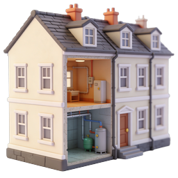 3D Clay House Plumbing Cutaway Illustration Icon