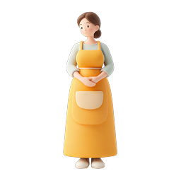 Friendly Housewife Apron 3D Clay Character Icon