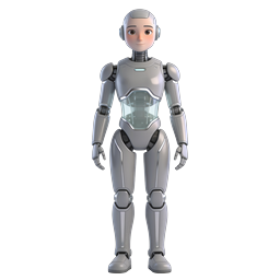 Friendly Humanoid Robot 3D Icon - AI Character