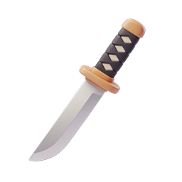 3D Hunting Knife Icon with Silver Blade