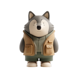 可爱哈士奇角色图标 - 3D 探险犬吉祥物