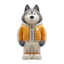 Stylish Husky Character Icon in Orange Varsity Jacket