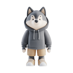 Cute Husky Character Mascot in Hoodie 3D Icon