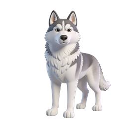 Cute 3D Husky Dog Icon - Cartoon Siberian Husky