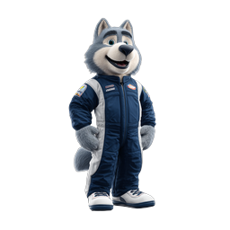 Husky Racing Mascot 3D Character Icon