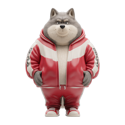 Husky Dog in Red Tracksuit - 3D Character Icon