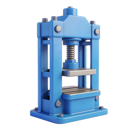 Blue Hydraulic Press Machine 3D Icon | Industrial Equipment