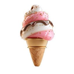 Premium Soft-Serve Ice Cream Cone 3D Icon