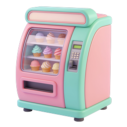 Pastellfarbenes Eiscreme-Verkaufsautomat-Icon - 3D-Clay-Stil
