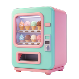 Pastel Ice Cream Vending Machine Icon - 3D Clay Style