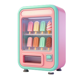 Ice Cream Vending Machine Icon - Pastel 3D Clay Style