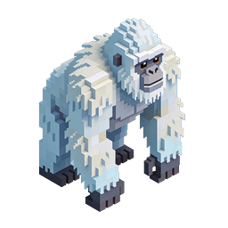 Ice Gorilla Voxel Icon - Isometric 3D Pixel Art