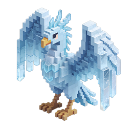 Ice Phoenix Voxel Bird Icon - 3D Minecraft Style