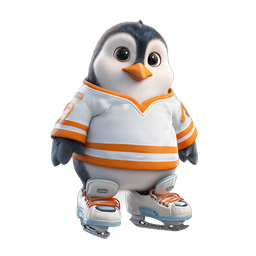 Cute Ice Skating Penguin Hockey Player Icon