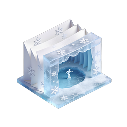冬季冰上溜冰场图标 - 3D 等轴测设计