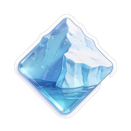 Glossy Iceberg Sticker Icon - 3D Blue Ice Design