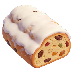 Festive Iced Fruit Cake 3D Icon - Holiday Dessert