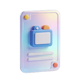 Holographic ID Card Document Icon - 3D Glossy Design