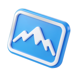 3D Mountain Image Placeholder Icon - Blue Clay Style