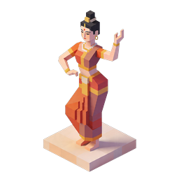 Indian Classical Dancer Isometric 3D Illustration