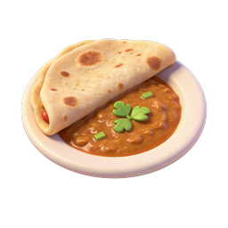 Indian Curry Naan Flatbread 3D Clay Icon