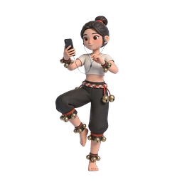 Indian Dancer with Smartphone - 3D Icon