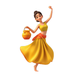 Indian Folk Dancer with Clay Pot - Cultural 3D Icon