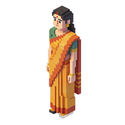 Indian Woman Saree Voxel Art Icon - 3D Pixel Character