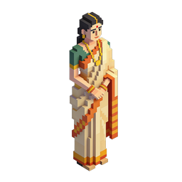 Indian Woman in Saree Voxel 3D Icon