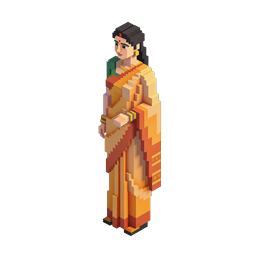 Indian Woman in Saree - 3D Voxel Character Icon