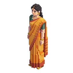 Indian Woman in Traditional Saree Voxel 3D Icon