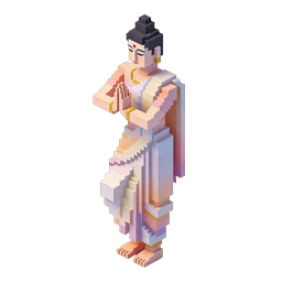Indian Woman Voxel Icon - Traditional Saree 3D