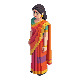 Indian Woman Voxel Isometric Cultural Character Icon