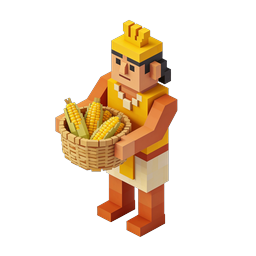 Indigenous Corn Farmer Voxel 3D Character Icon