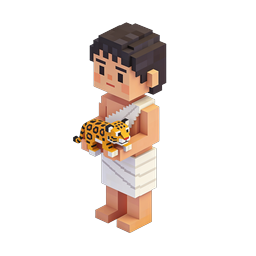 Icona Voxel Personaggio Giaguaro Indigeno - Stile a Blocchi 3D