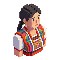 Indigenous Woman Voxel Art Icon - Traditional Latin American