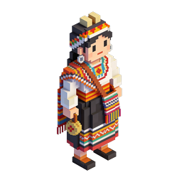 Indigenous Woman Voxel 3D Character Icon