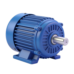 Industrial Electric Motor 3D Icon - Blue Motor Illustration