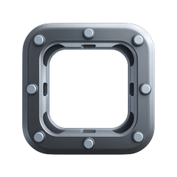 Industrial Metal Frame Icon with Bolts - 3D Realistic