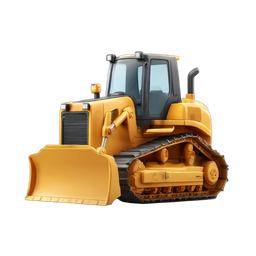 Realistic Bulldozer Icon for Construction Projects
