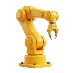 Industrial Robotic Arm 3D Icon - Yellow Automation