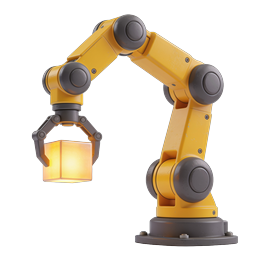 Industrial Robot Arm Icon - 3D Rendered Automation Icon