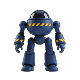 Industrial Robot Icon - 3D Blue Worker Bot