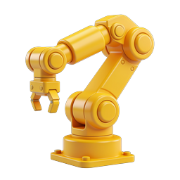Industrial Yellow Robotic Arm 3D Icon for Automation