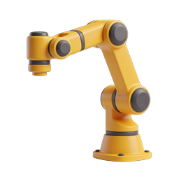 Ícone de Braço Robótico Industrial 3D - Automação e Robótica