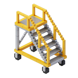 Industrial Rolling Staircase Platform Icon | 3D Isometric