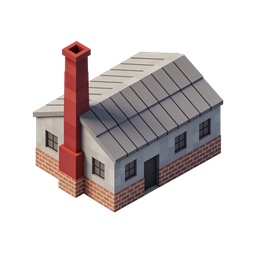 Stylized Factory Building Icon for Industrial Use