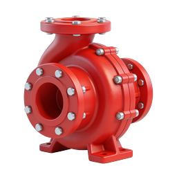 Industrial Red Water Pump 3D Icon | Plumbing Equipment