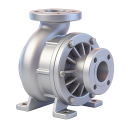 Industrial Centrifugal Water Pump Icon - 3D Metal Render