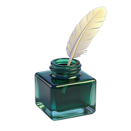 Classic Ink Bottle with Quill Feather Pen Icon